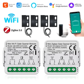 100-240V Tuya Zigbee/WiFi Switch Smart Garage Door Opener Controller Module Voice App Control Work with Alexa Google Assistant 1