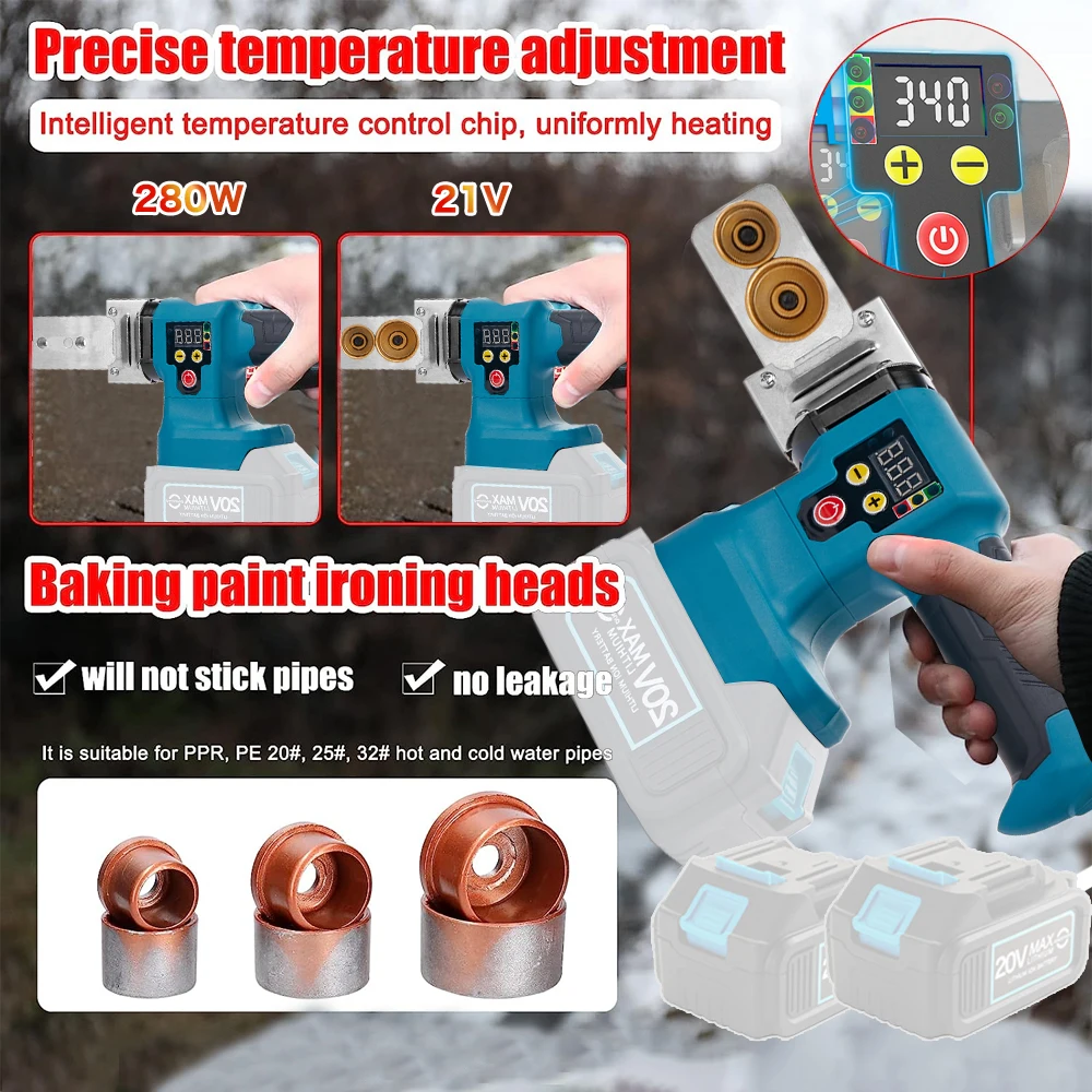 Welding Machine Water Pipe Melter 350W Digital Display Temperature Adjustment Handheld Welding Machine for Makita 18V Battery 4
