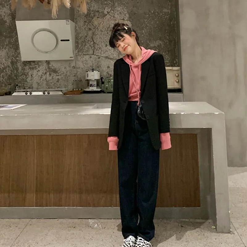 Spring and Autumn New Women's Korean Loose Suit Coat Women's Brown Casual Coat