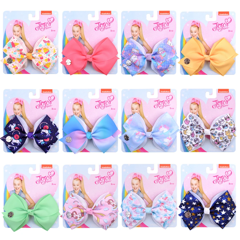 4.5" JoJo Bows Rainbow Printed Knot Ribbon Bow Hair Clip 1 Pcs