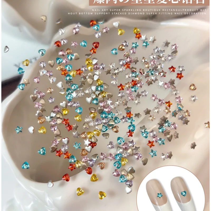 10Pcs 3D 다섯개 별 모양의 지르콘 네일 아트 라인스톤 3mm 다채로운 오각형 Y2K 네일 아트 장식 DIY 매니큐어 액세서리
