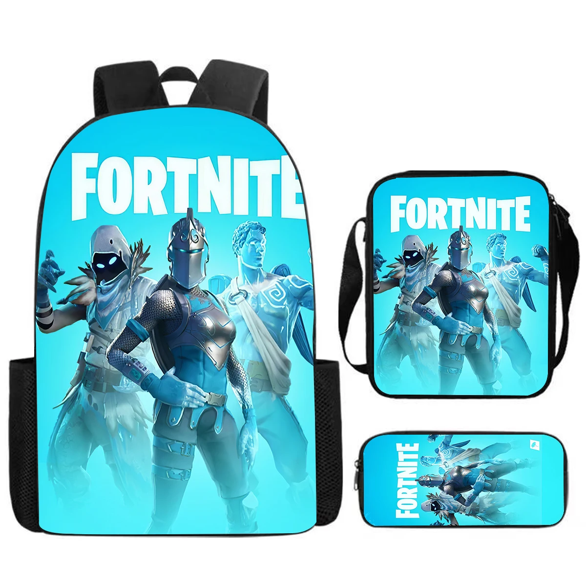 Cartoon 3pcs Set School Backpack with Crossbody Bag Pencil Case, Cute Fortnite Kids School Bags for Age 5-8 years ,Best Gift 1