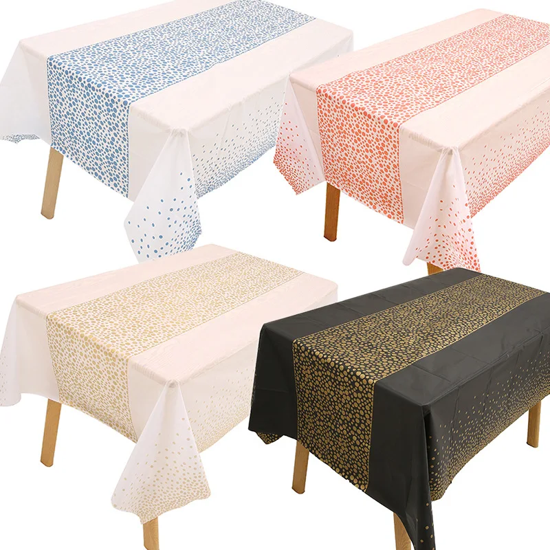 Dot Pattern Disposable Oilproof Table Cover PEVA Tablecloths Waterproof