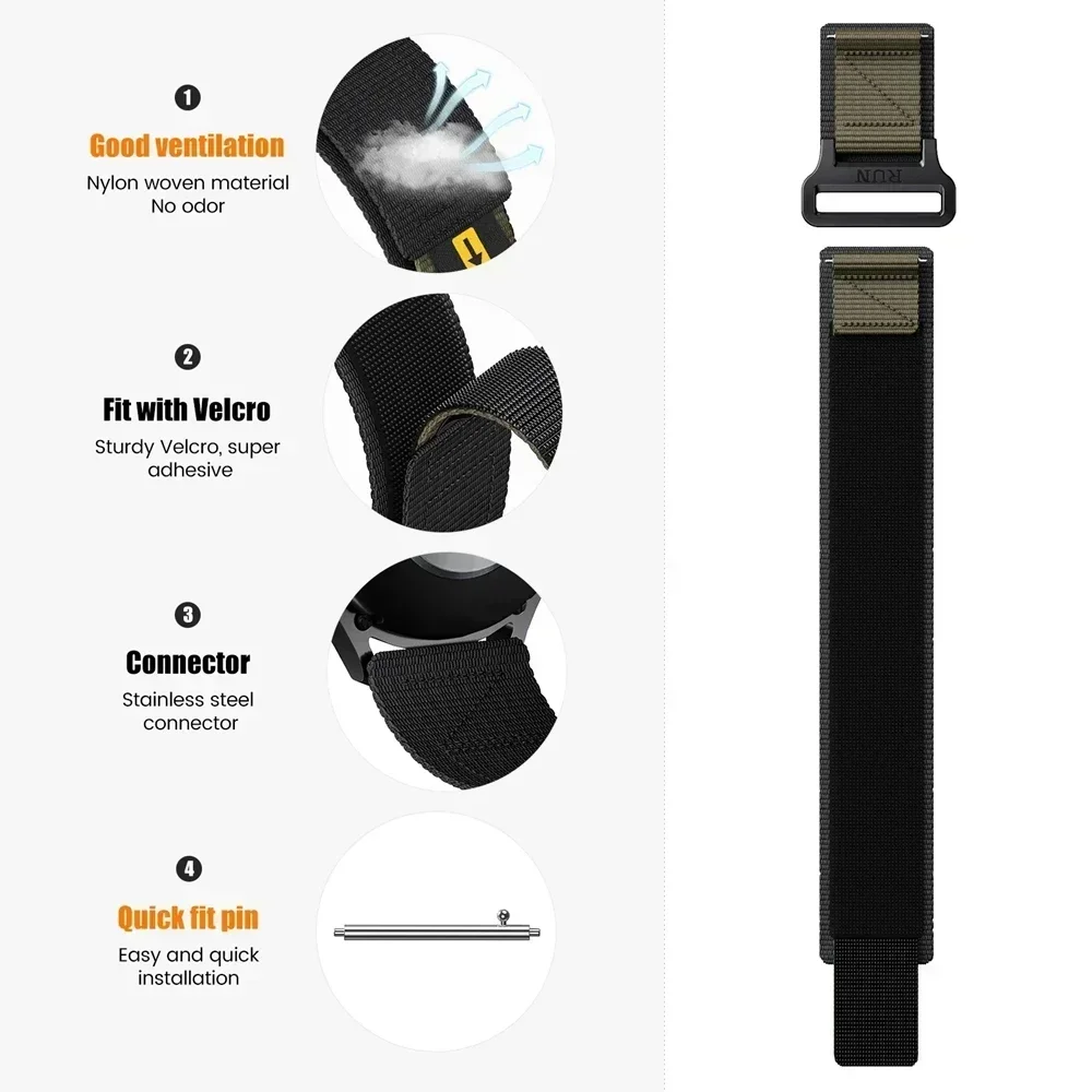 Versatile 22mm Easy Fit Nylon Sport Strap - Active Lifestyle Watchband