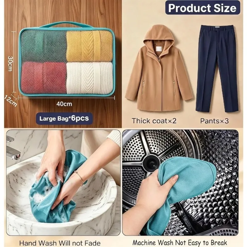 Foldable Travel Packing Cubes with Breathable Mesh Design - Lightweight Organizers