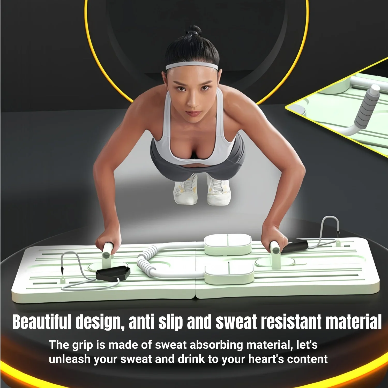 Foldable Pilates Reformer 4 in 1 Pushup Board Core Workout Equipment, Multifunctional Abdominal Board for Indoor Outdoor Use