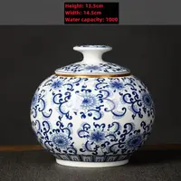 Chinese Blue and White Floral Porcelain Ceramic Vases, Tea Sugar Jar,Jingdezhen 1