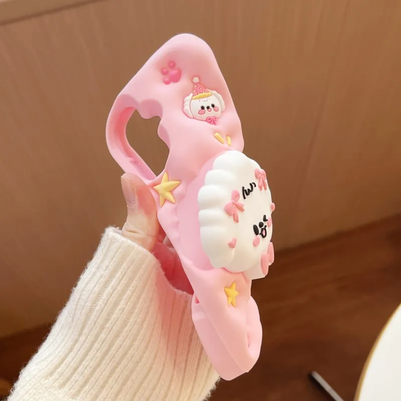 Adorable 3D Puppy Silicone Phone Case with Stand and Wristband