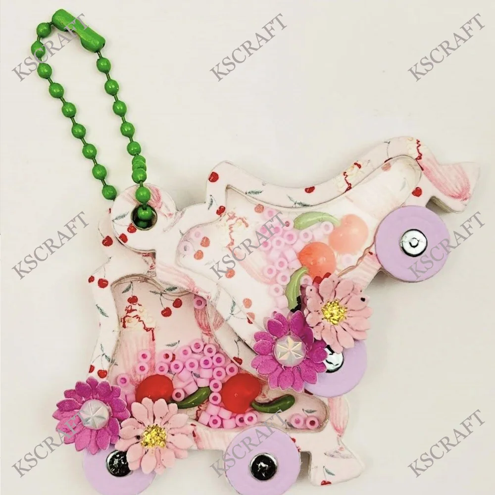 KSCRAFT 롤러 스케이트 셰이커 태그 DIY 스크랩북킹 장 엠보싱 DIY 종이 카드용 커팅 다이 스텐실