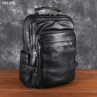 Leather Double Shoulder Baotou Layer Cowhide Backpack Men's Business Computer Bag New Leisure All-Match Travel Schoolbag 1