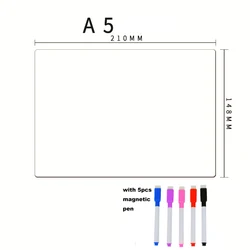 Magnetic Flexible Dry Erase Whiteboard Sheet for Kitchen & Fridge Memo and Grocery List (Set A5)