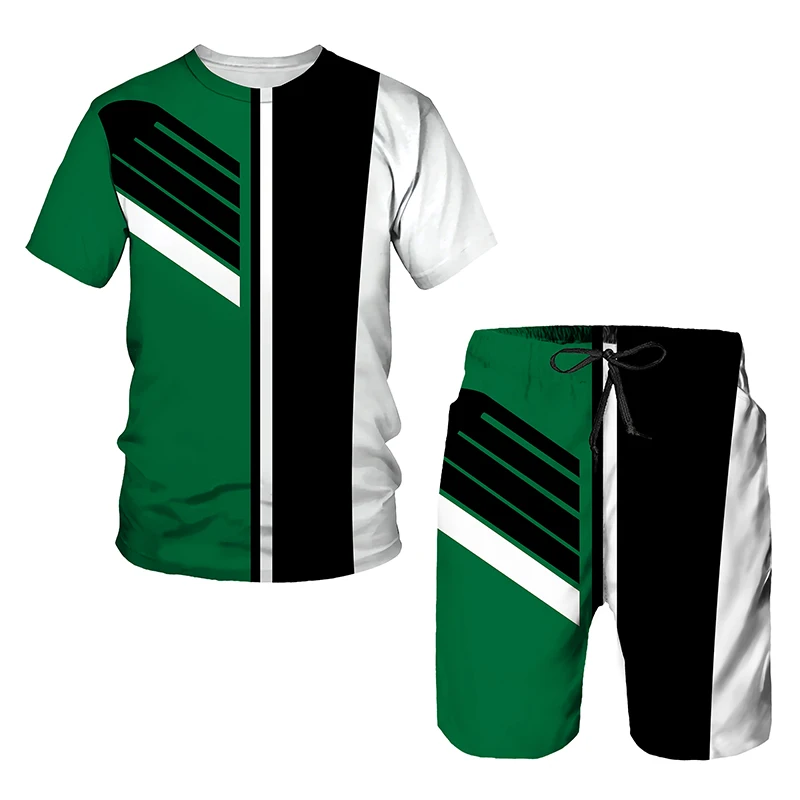 Summer Fashion 2 Piece Sets Tracksuit Set Men's Oversized Clothes Tshirt Shorts Retro Beach Style 3D Printed T Shirts Man Suit