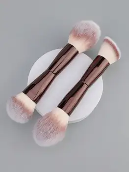 Set di pennelli per il trucco 1/2 Face, pennelli per il trucco a doppia punta per fondotinta, contorno, cipria, fard, illuminante e correttore