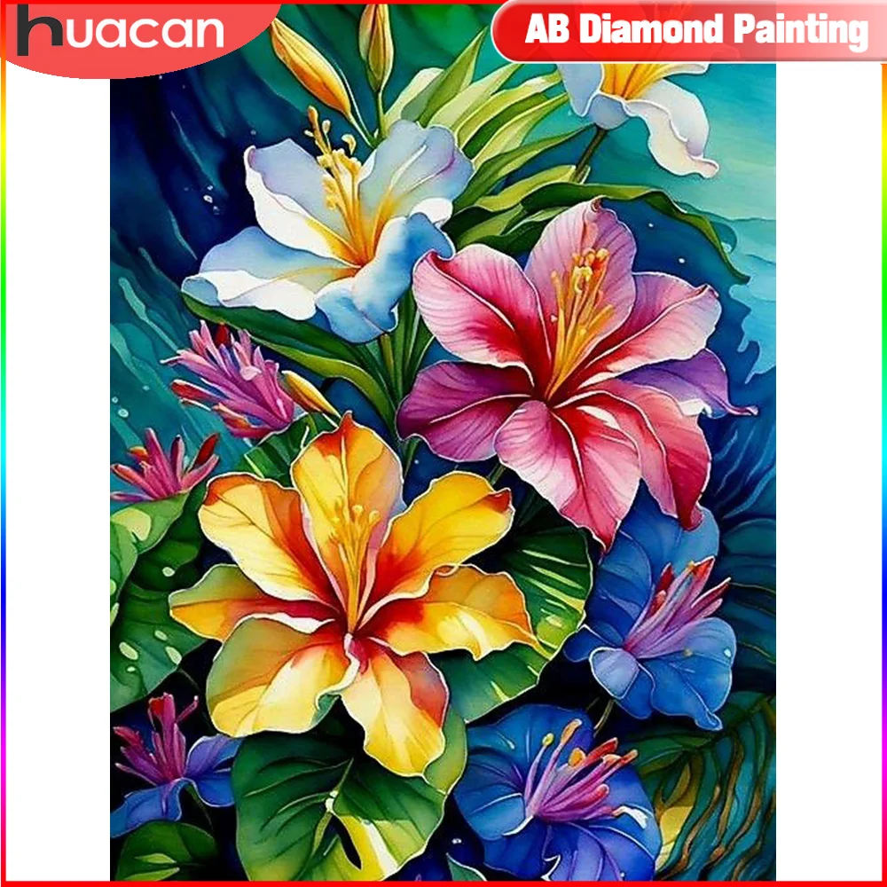 Diamond Painting Cross Stitch Kits Flower 5D DIY Mosaic Colorful Lily Home Decorative s diamond painting,diamond art painting kit,diamond painting set