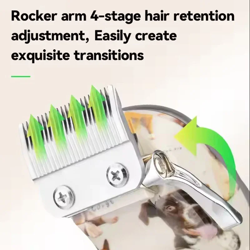Adjustable Electric Hair Trimmer for Pet Grooming, Dog and Cat Clipper, Rechargeable Shaver