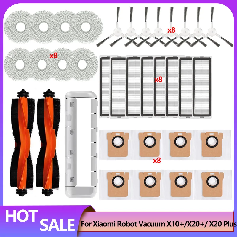Robot Vacuum Cleaner Accessory For Xiaomi Robot Vacuum X20 Plus X20+ X10+ X10 Plus Spare Parts Main Side Brush Mop Cloth Dust Bag Filter