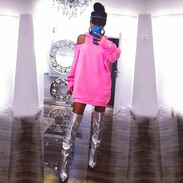 Cold Shoulder Loose Fitting Sweatshirts Top 1