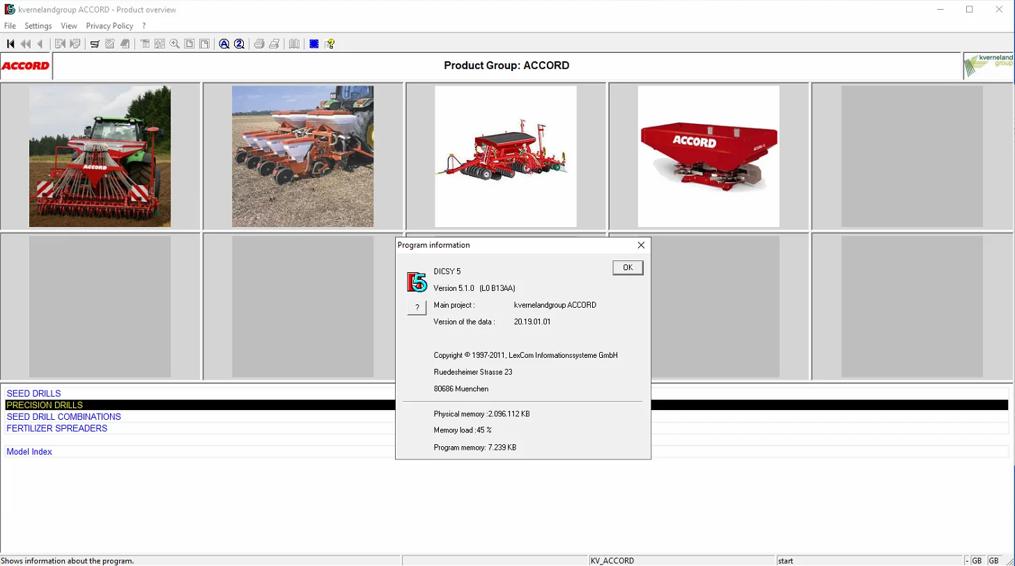

Kverneland ACCORD Agricultural Equipment 2019 Electronic Parts Catalog DVD
