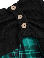 2024 European and American fashion new fake button plaid long sleeve slim plus size dress female - Image 5