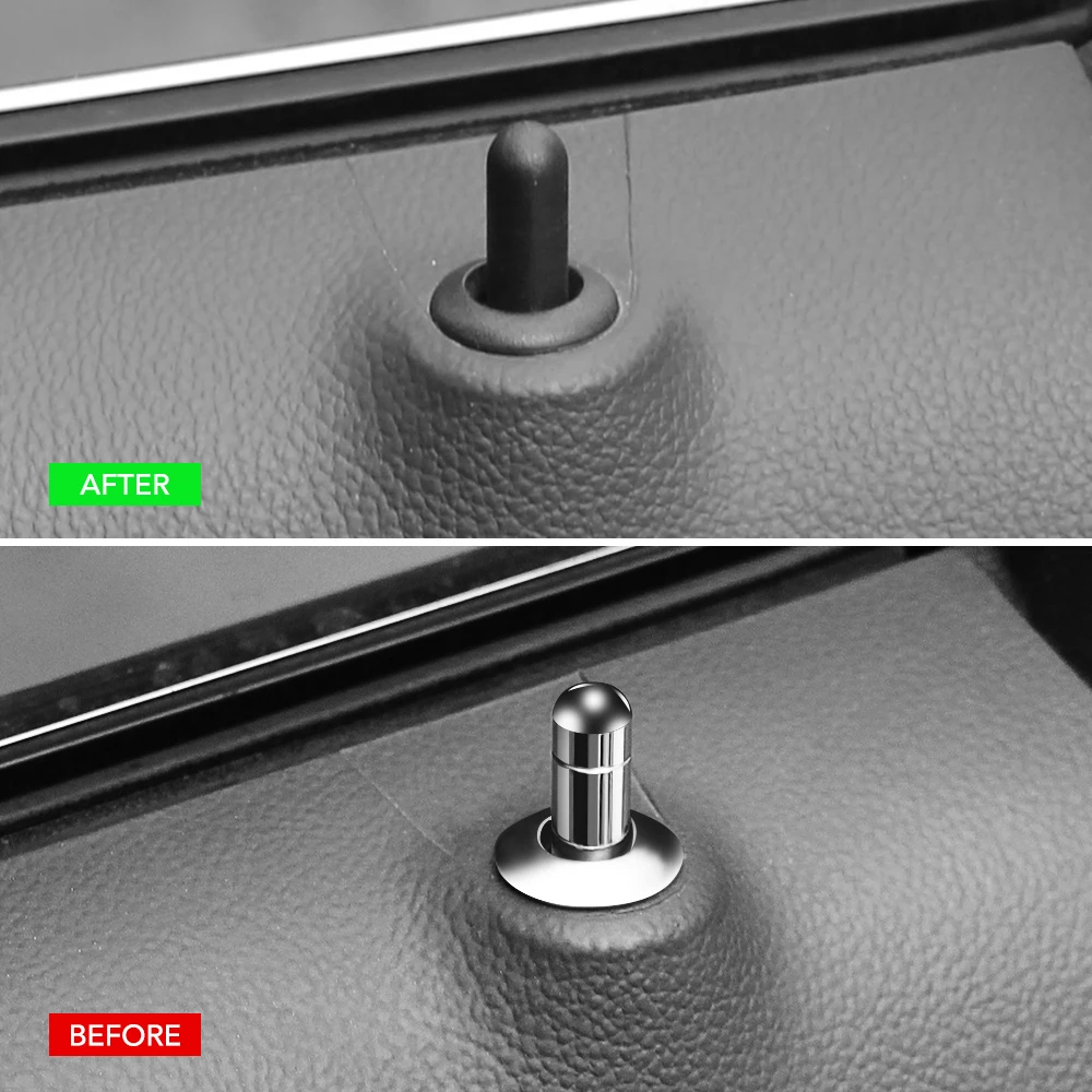 Door lock pin cap close-up detail