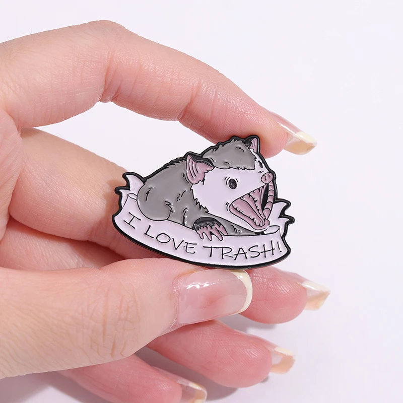 Possum-Pin esmaltado con forma de Animal para hombre, Pin grueso con forma de Animal, para solapa, insignias de ropa, regalos de joyería