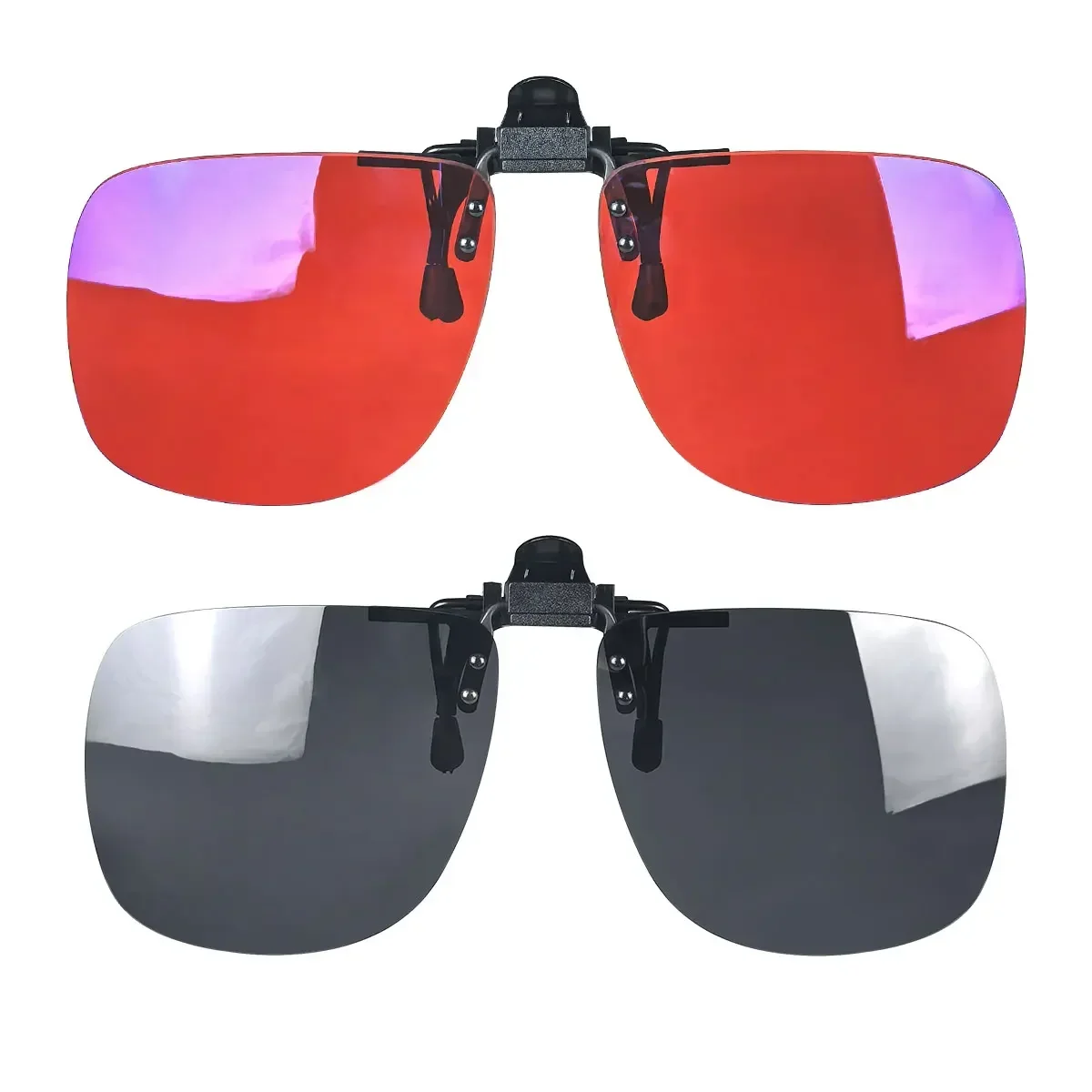 Enhanced Sleep-Optimized Polarized Clip-On Sunglasses - Large Square Shape with Orange and Yellow Lenses