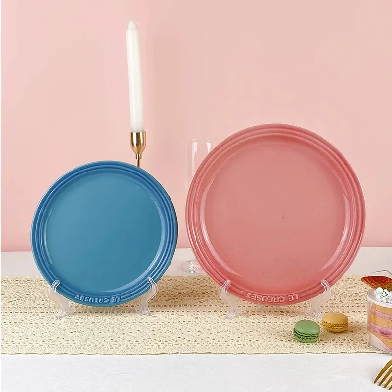 Vegetable Plate French Rainbow Underglaze Color Plate Vegetable 9-inch Ceramic 7-inch Vegetable PlateRainbow Color Western Food Trays