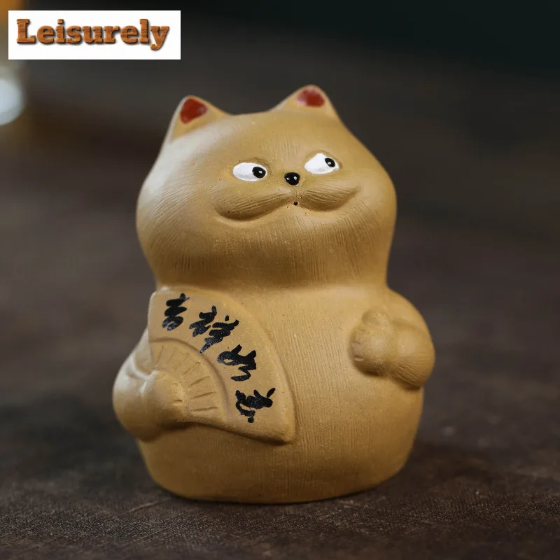 Yixing Zisha Lucky Cat Fragrance Insert Tea Pet Elegant Tea Games Tea Figurine Play Toys Tea Statue Ornaments Can Be Raised Gift