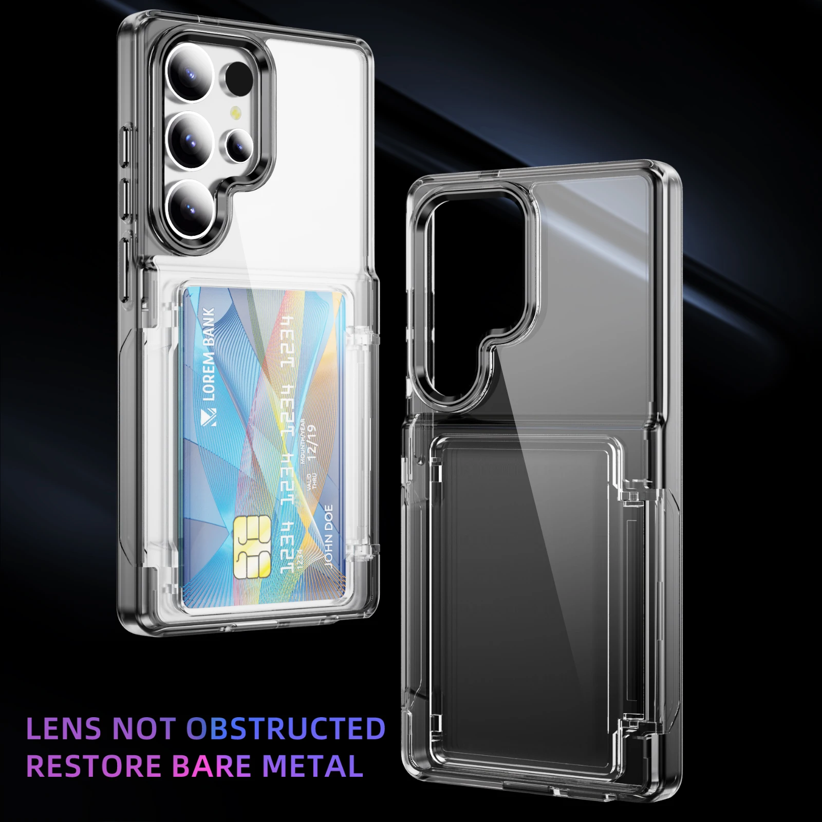 Luxury Transparent Stand Shockproof Phone Case with Card Slot Holder
