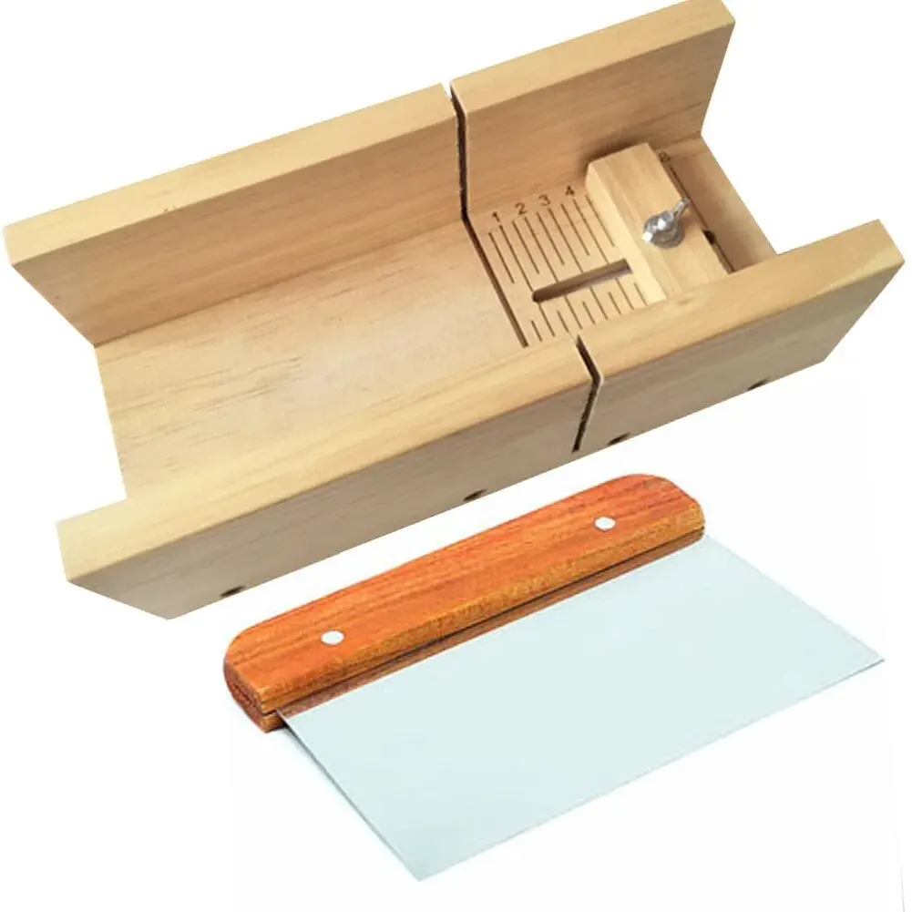 Silicone Mold Rectangular Handmade Soap Mold Kit with Cutter and Wooden Box
