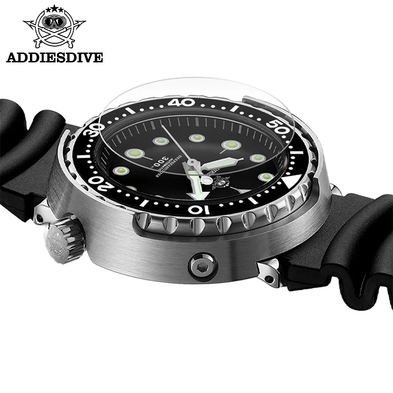 ADDIESDIVE Men's Mechanical Diver's Watch C3 luminous 300m Waterproof Sapphire NH35 Automatic Wristwatch Steel Tuna
