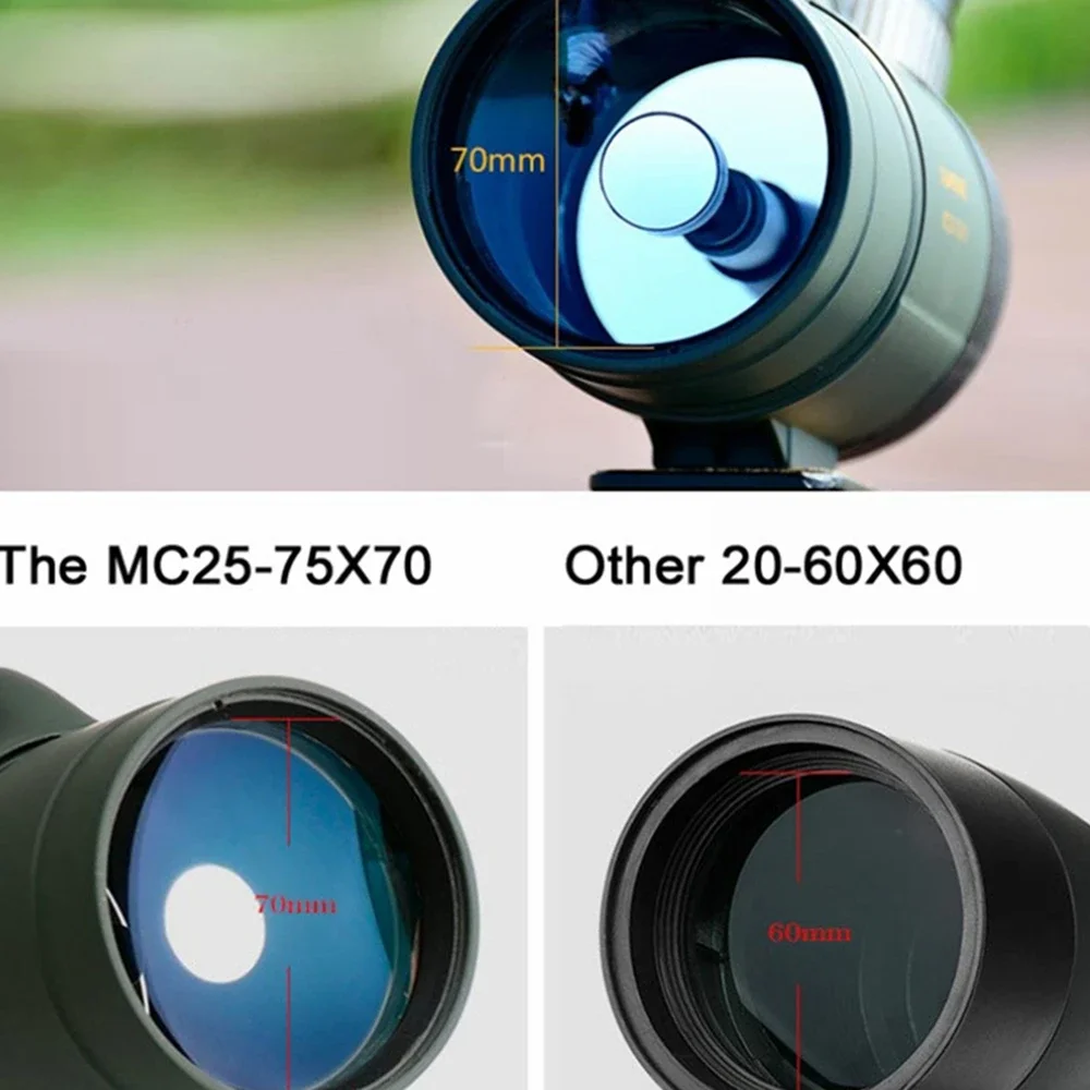 Visionking 25-75x70 Telescope Spotting Scope Monoculars Long Reach Powerful Shooting Target Bak4 Waterproof With Tripod Camping