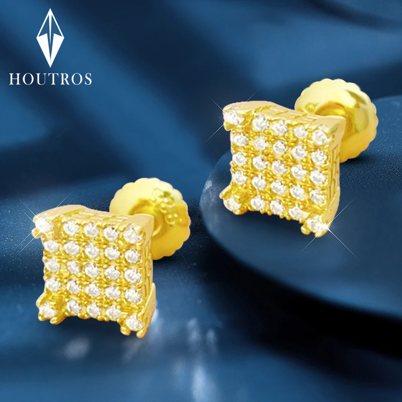 

Квадратные серьги-гвоздики Houtros с муассанитом для мужчин и женщин