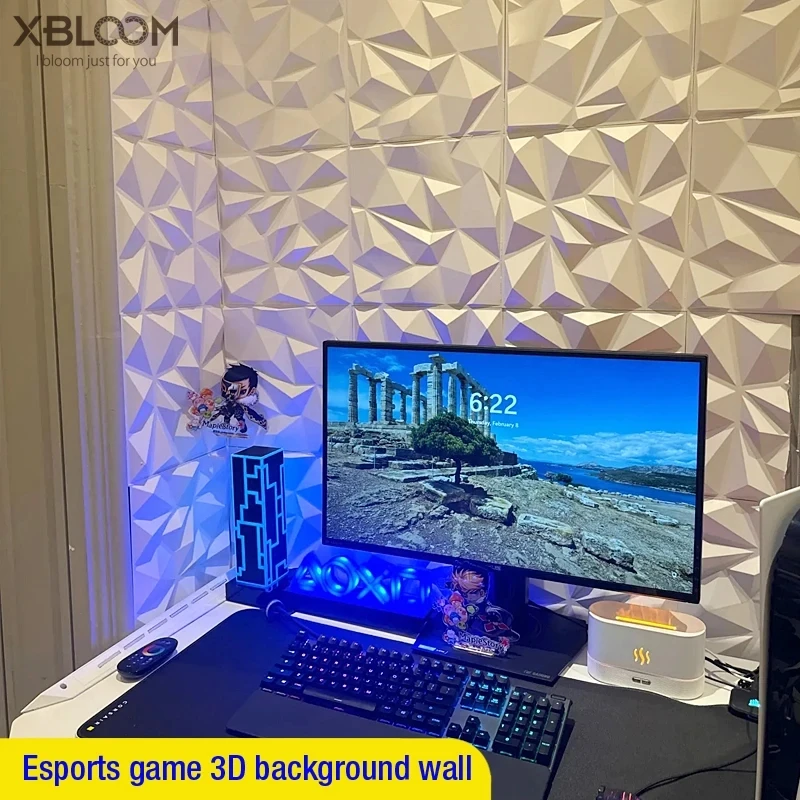 12 Pcs Esports games Super 3D Art Wall Panel PVC Waterproof Wall Decor 3D wall stickers Tiles Diamond Design DIY Home Decor 3d wallboard 3d tile sticker