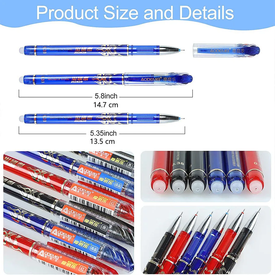 35pcs Erasable Ballpoint Pen Set With Built-In Eraser - Smooth Writing, Fine Point (0.38mm) For Office And School Supplies