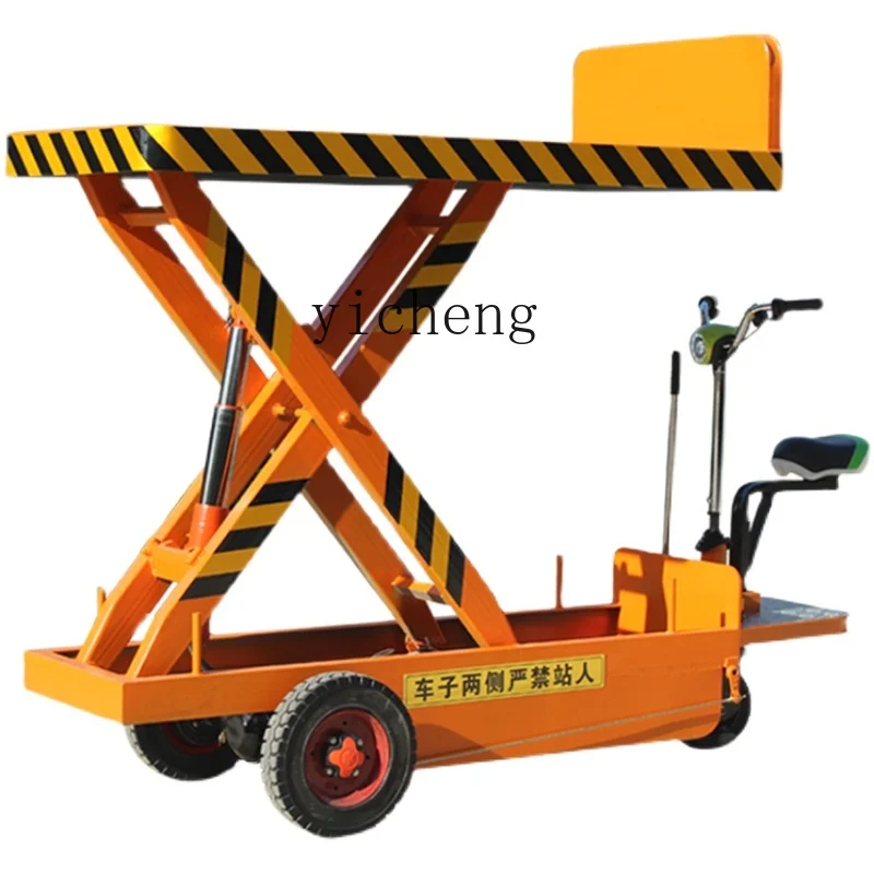 

Tqh Electric Lifting Flat Wagon Mobile Hydraulic Three-Wheel Flat Plate Trolley