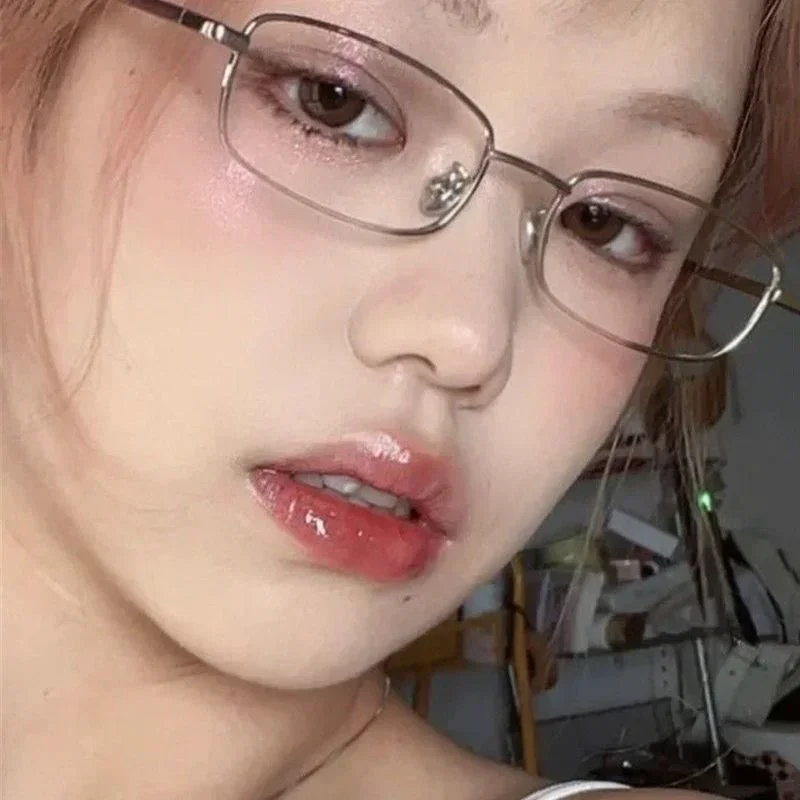 Metal Frame Glasses Y2K Harajuku Retro Small Square Frame Women Clear Reading Spectacle Blue Light Blocking Eyewear