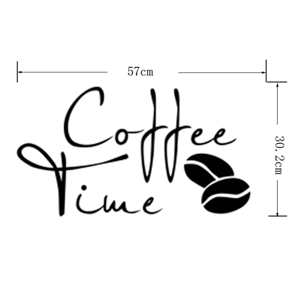 Coffee Time Wall Stickers Modern Cafe Art Decal Kitchen Coffee Shop Office Background Removable Wall Mural Home Decor