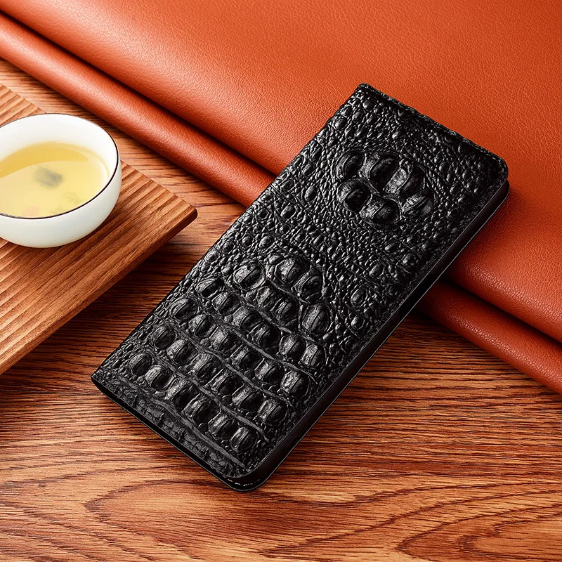 Crocodile Genuine Leather Case for iPhone 14 13 12 Mini 11 12 13 Pro Max Case 6 6s 7 8 Plus X XR XS Max Cowhide Magnetic Cover