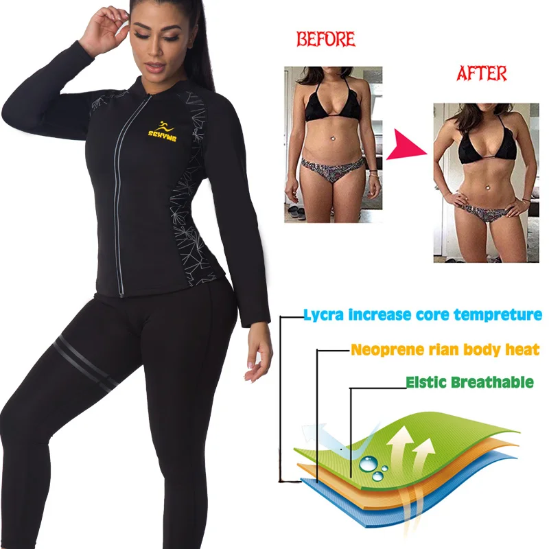 NINGMI Sauna Pants and Sauna Shirt Waist Trainer High Waist Leggings Fat Burning Body Shaper Women Body Shapewear Sauna Suit