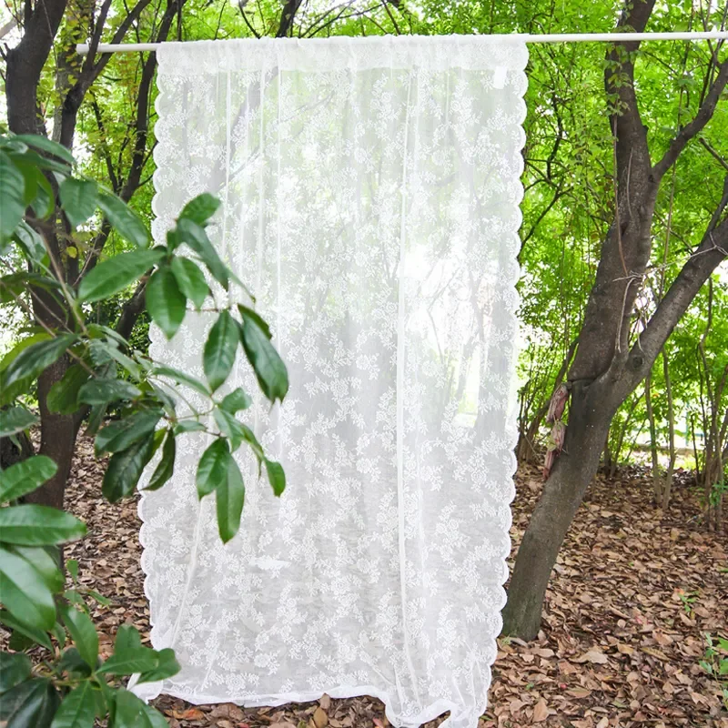 White Lace Curtain Window Mosquito Net Fly Screen Curtain for Bathroom Exterior Door Curtain Balcony Privacy Screen Pavions 220525