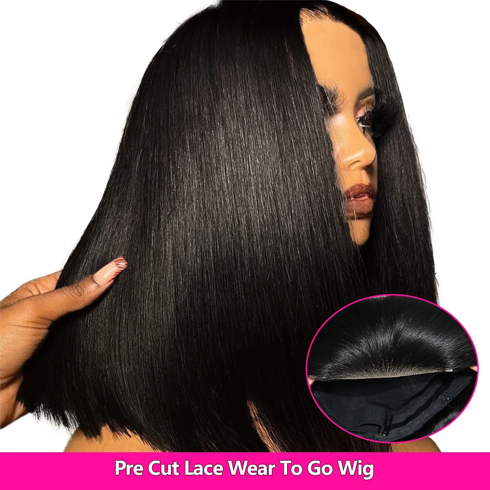 Бесклеевой Парик Из Предварительно Выщипанных Человеческих Волос Remy Straight Bob 8-16