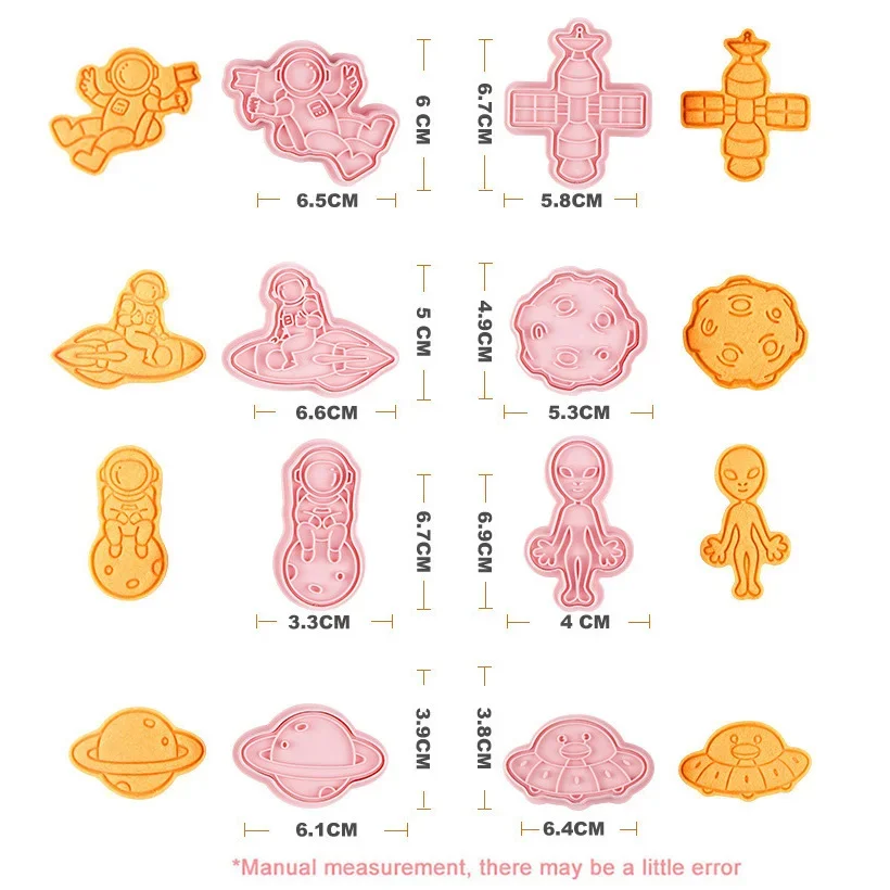 8 Pcs/set Cartoon Space Cookie Cutters Astronaut Spaceship Rocket Planet Cookie Fondant Stamp Biscuit Mould Cake Baking Tools cookie cutter baking mold cookie mould cookie printing mold fondant cutter