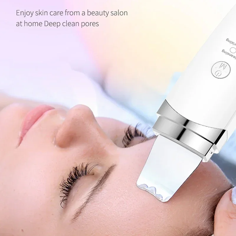 Ultrasonic Skin Scrubber Blackhead Remover Facial Cleanser Peeling Shovel Deep Face Cleaning Machine Beauty Device Spatula Face