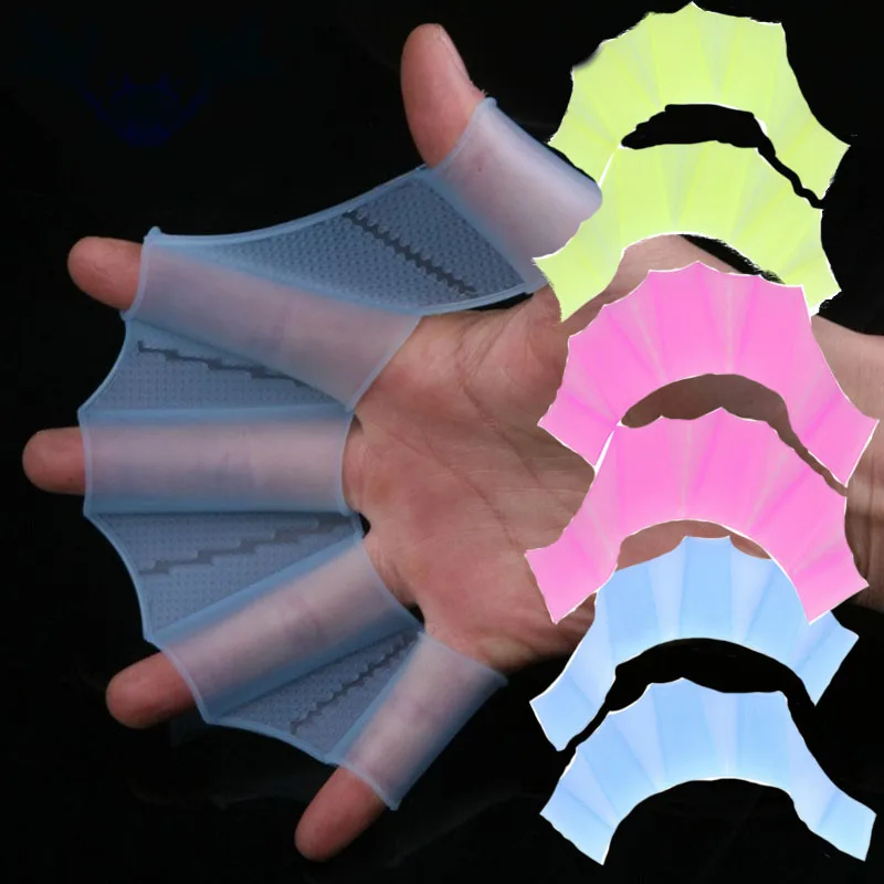 2Pair swimming hand finger fin learning swimming pool accessory finger