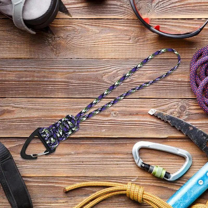 Paracord Keychains with Carabiner Braided Lanyard Ring Hook Clip for Keys Knife Flashlight Outdoor Camping Hiking Backpack Fit