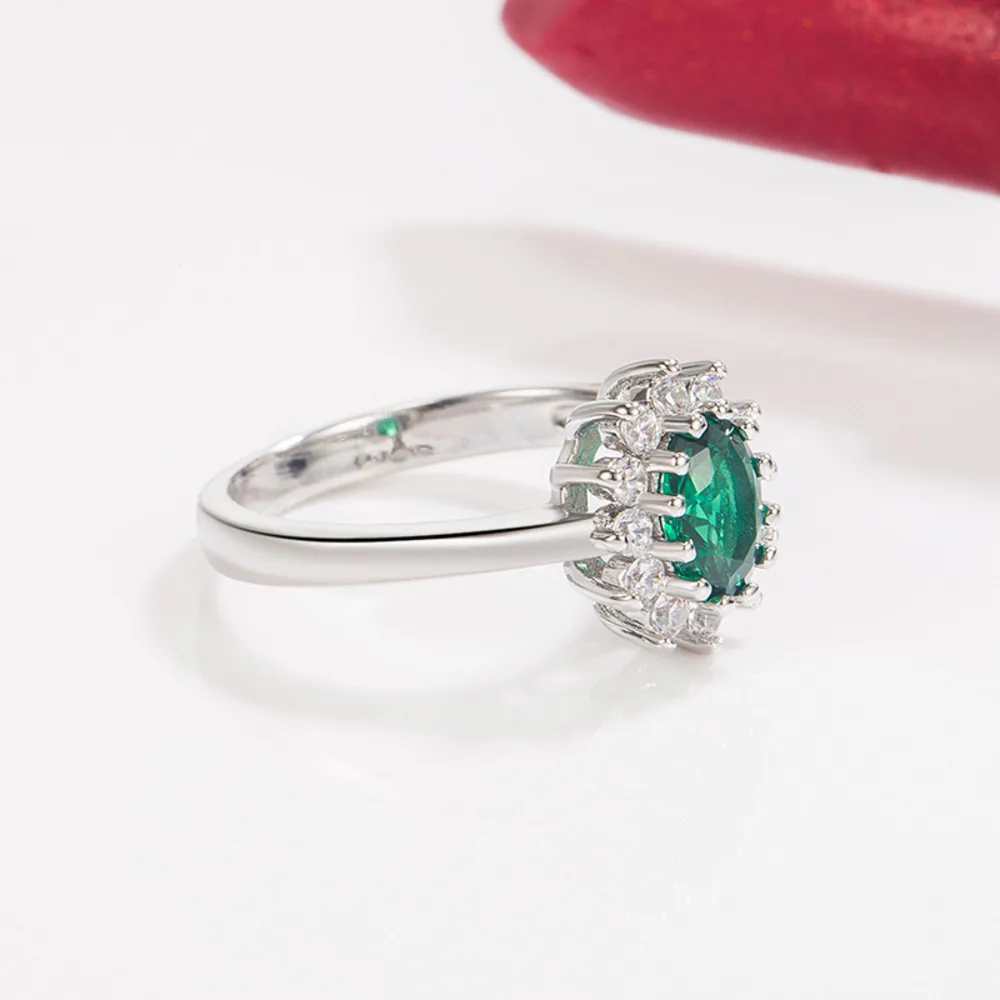 Trendy Claw Set Zirconia Emerald Ruby Sapphire Wedding Ring For Women 925 Sterling Silver Jewelry Promise Ring Size5-10 silver rings,silver ring,wedding rings,gemstone ring