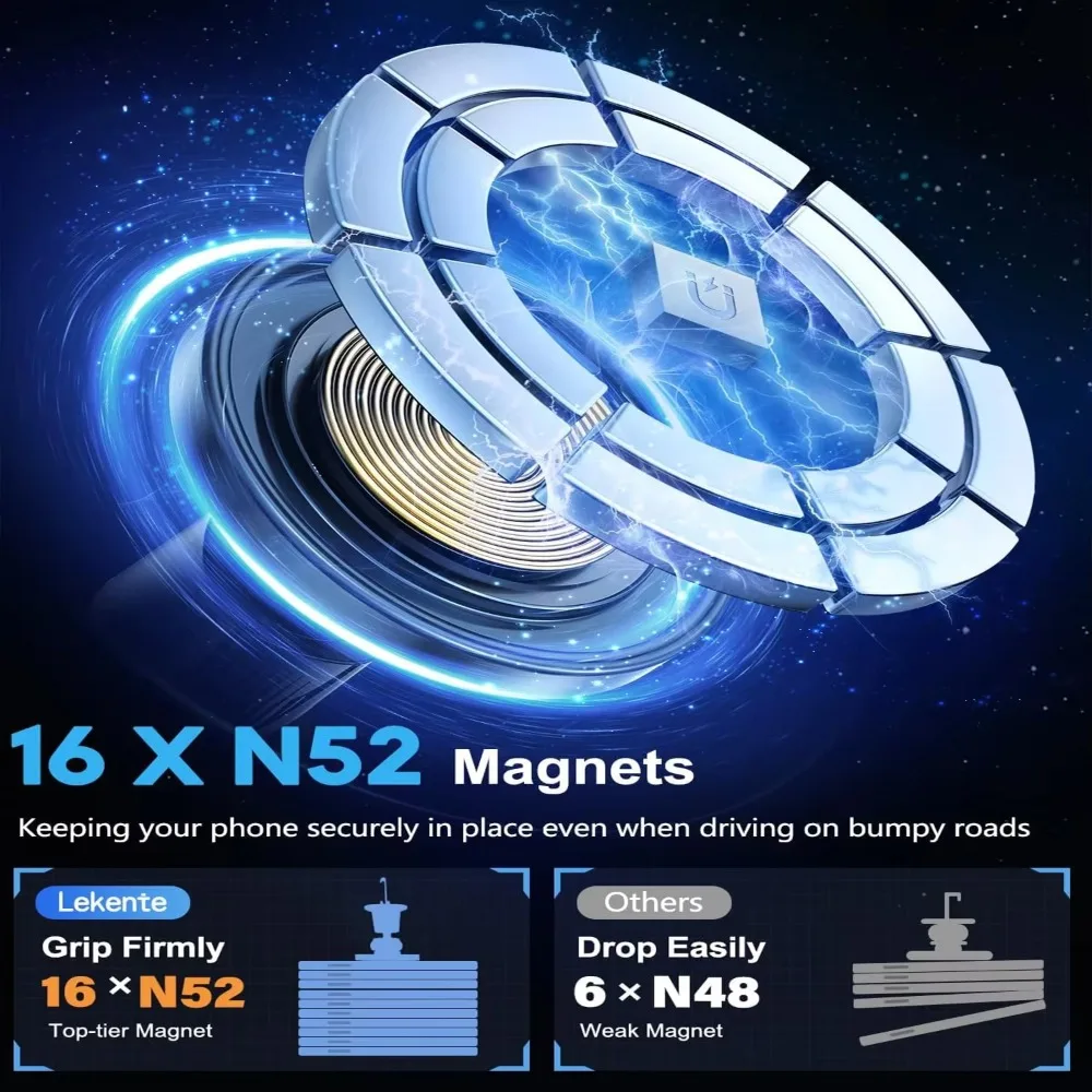 Premium 15W Magnetic Wireless Car Charger with Fast Charging Air Vent Mount