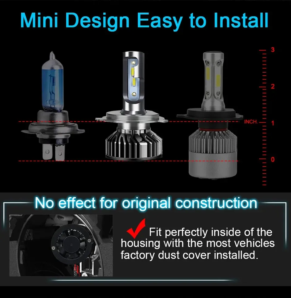 2개 H1 LED 헤드라이트 전구 80W 3000K 6000K 4300K 8000K 자동 조명 26000LM 안개등 및 전천후 사용용