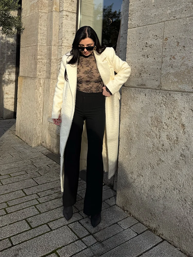Teddy Woolen Revers Lange Mäntel Frauen Straße Volle Hülse Taste Lose Herbst Winter Warme Bomber Jacken Neue Büro Dame Outer – Detail 13